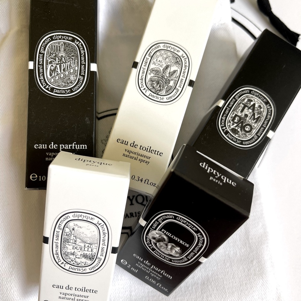 DIPTYQUE sample/ travel size vial 2ml and 10ml NEW - 5 different scents
